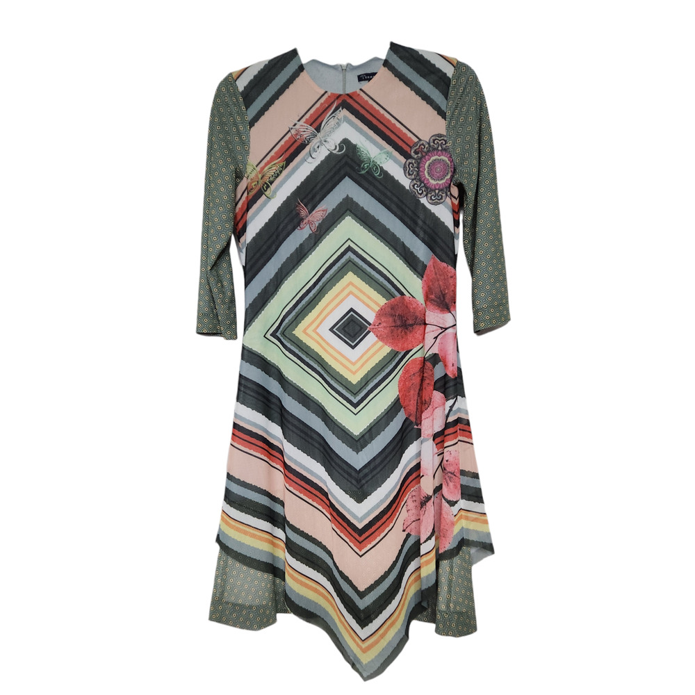 Ermanna Geometric Print Multicolor Dress 36